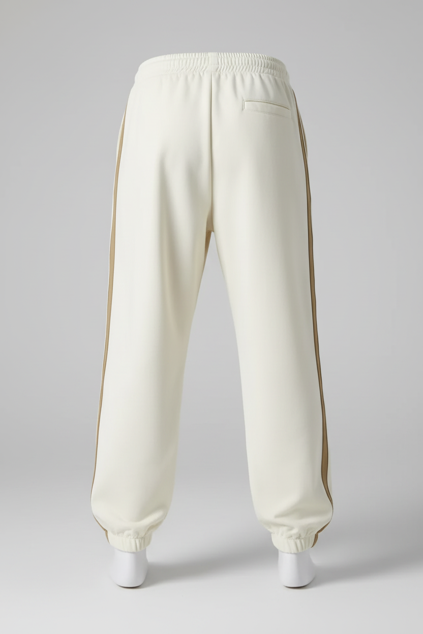 Cream Gold Stripe Jogger Back