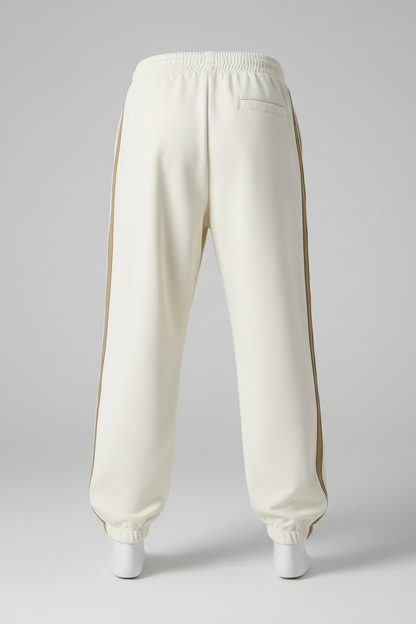 Cream Gold Stripe Jogger Back