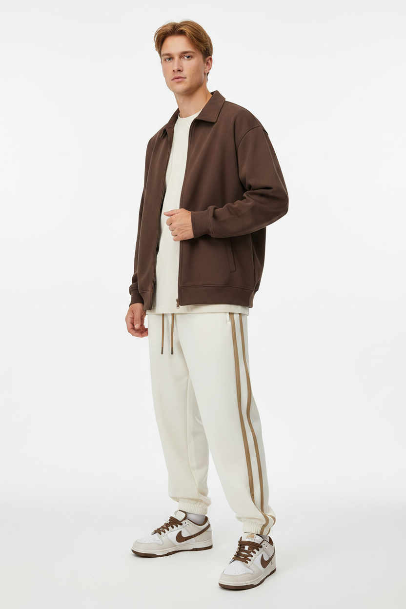 Cream Gold Stripe Jogger Model
