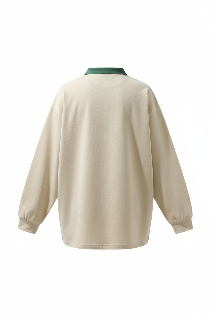 Cream Green Polo Back