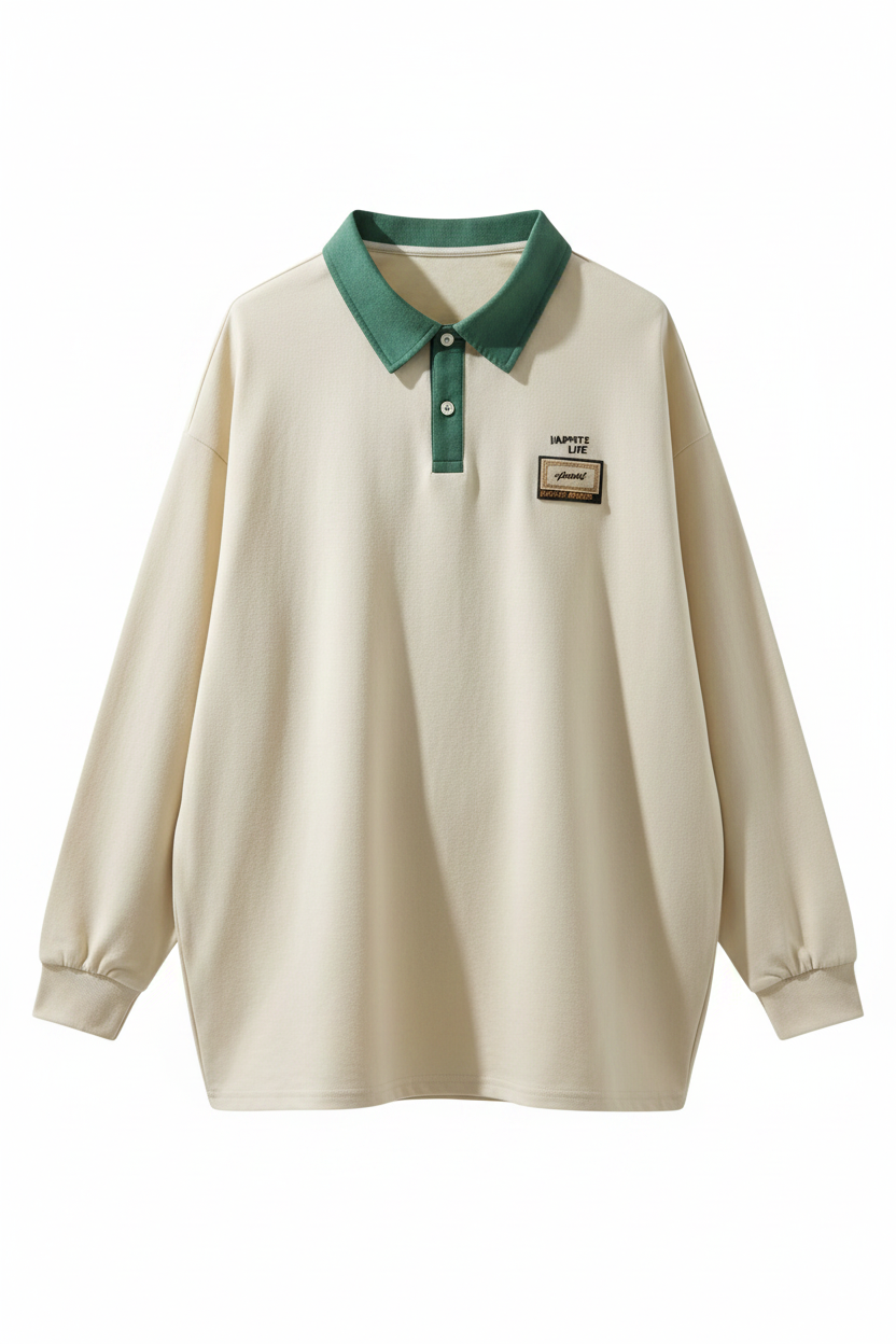 Cream Green Polo Front