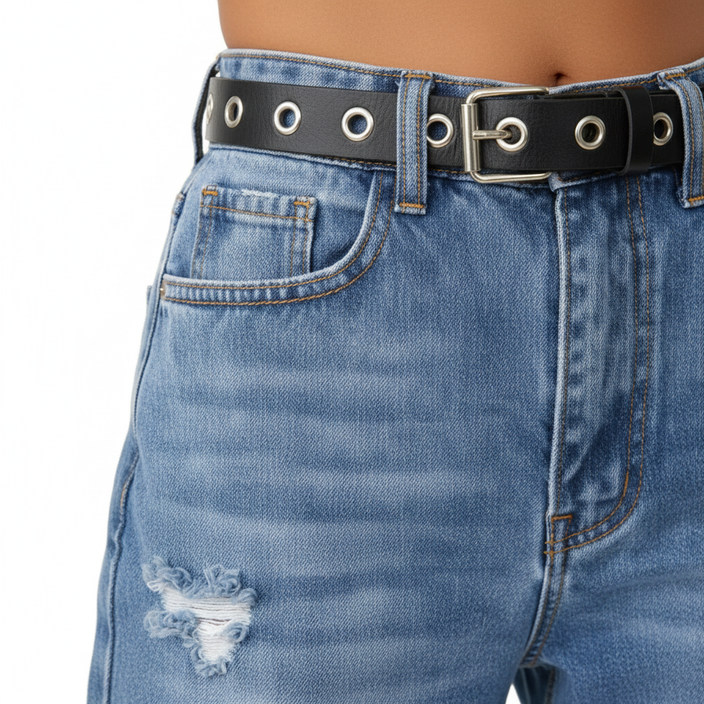 Detail Shot – Ripped Wide-Leg Jeans