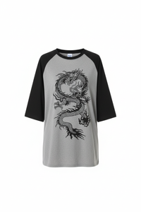 Dragon Soul Raglan Contrast Sleeve Oversized T-Shirt