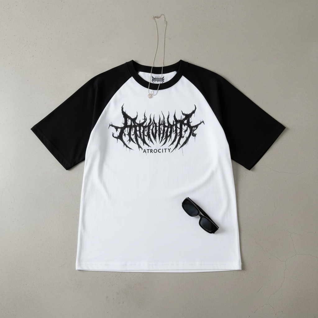 Flat Lay - Atrocity Raglan Tee