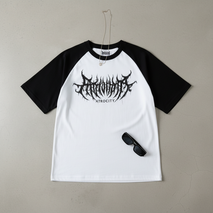 Flat Lay - Atrocity Raglan Tee