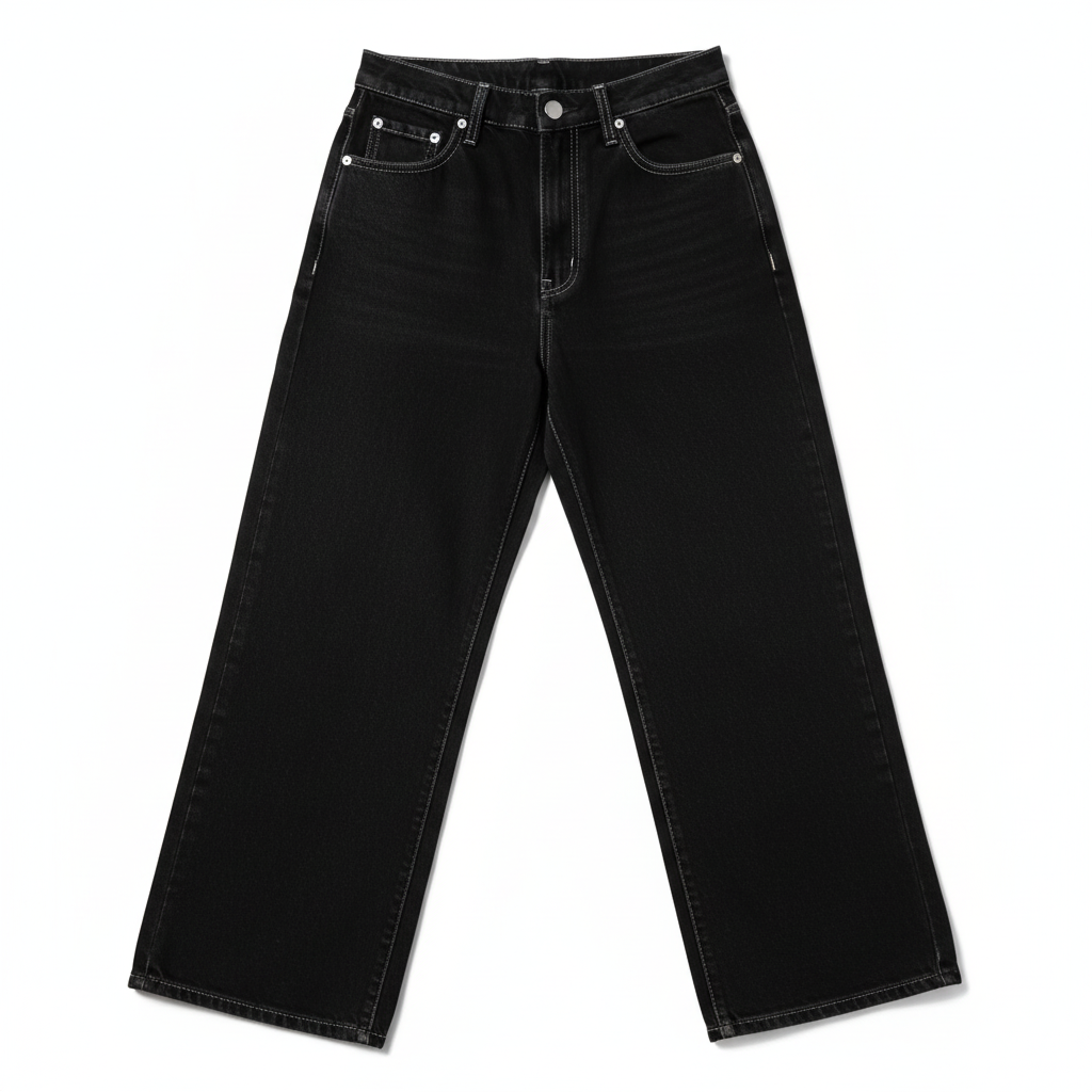 Flat Lay – Black Wide-Leg Jeans