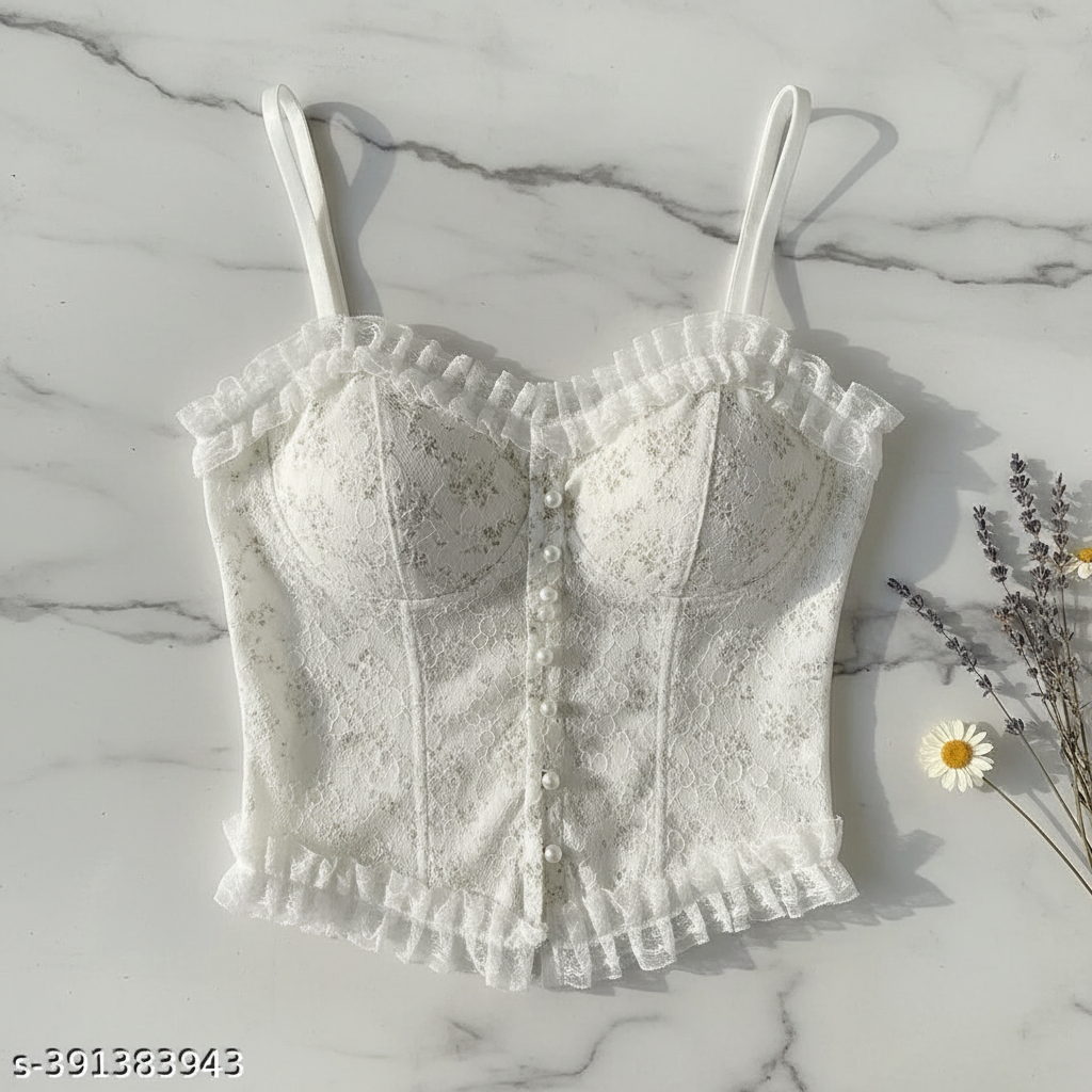 Flat Lay - Floral Lace Cami Top