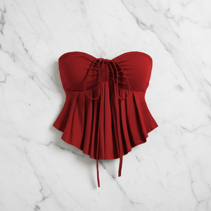 Lace-up Corset Crop Top (Red)