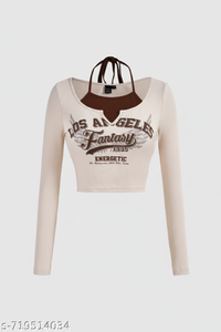 Halter Neck Graphic Crop Top (Los Angeles Fantasy)