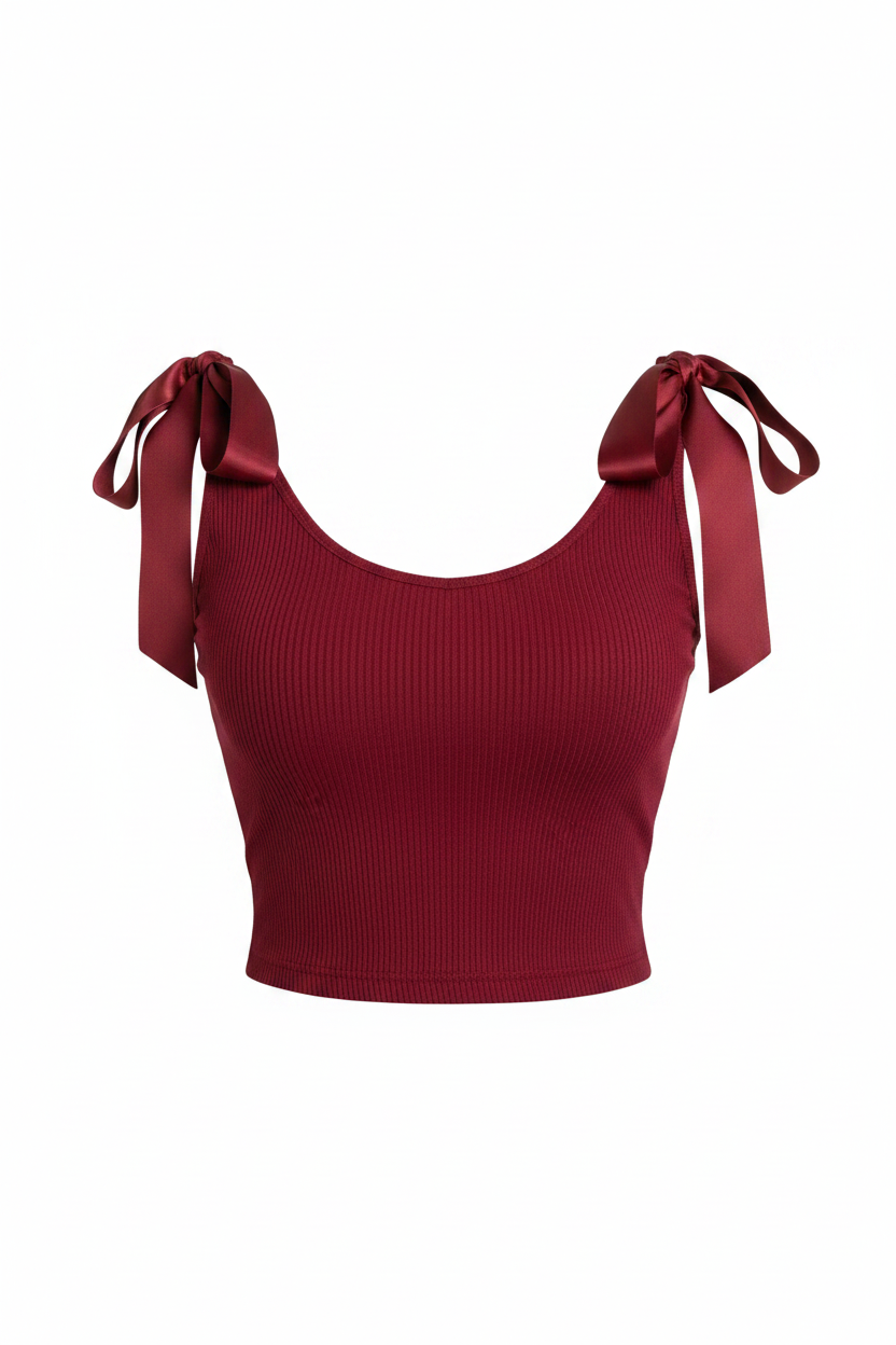 Front Ghost - Red Bow Strap Crop Top