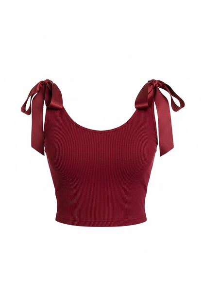 Front Ghost - Red Bow Strap Crop Top