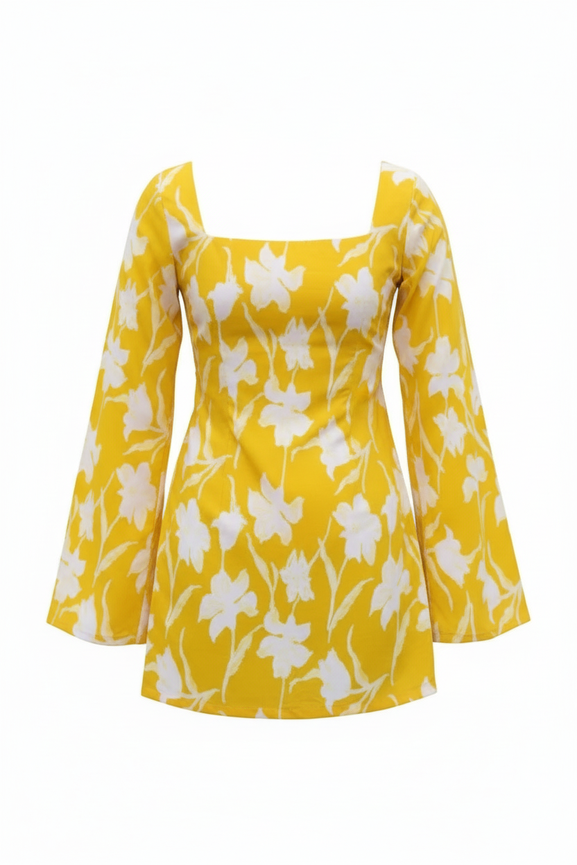Front View - Yellow Floral Top