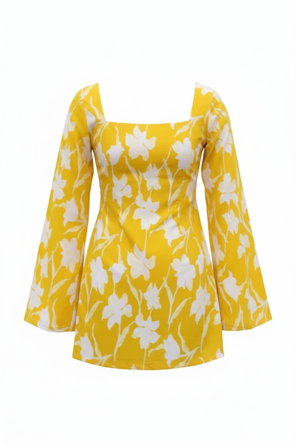 Front View - Yellow Floral Top