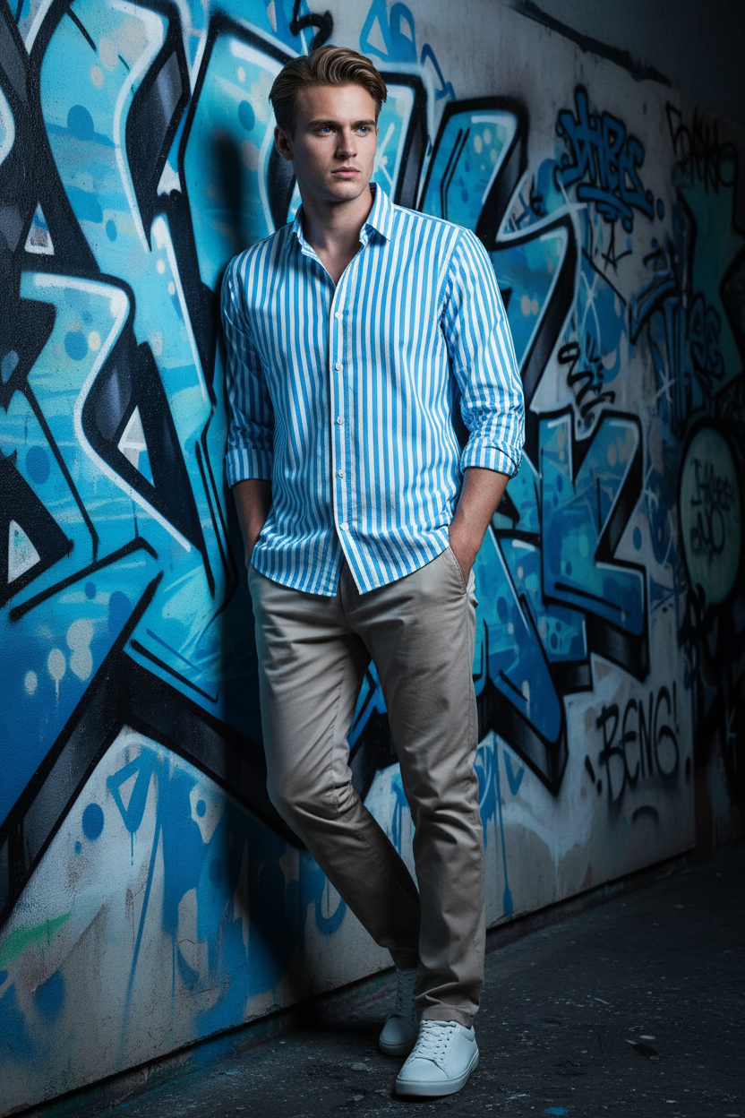 Blue Pinstripe Full Sleeve Shirt – Sky Blue/White