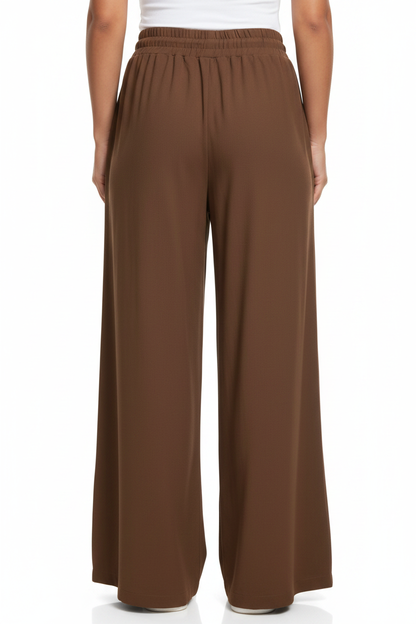 High-Waist Wide-Leg Textured Joggers