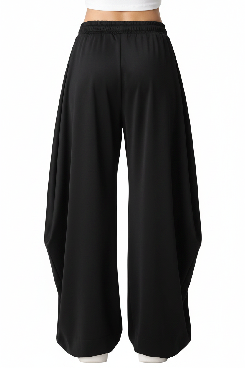 Zip Pocket Drawstring Ultra-Wide-Leg Satin Flow Jogger