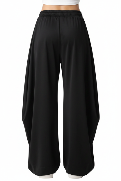 Zip Pocket Drawstring Ultra-Wide-Leg Satin Flow Jogger