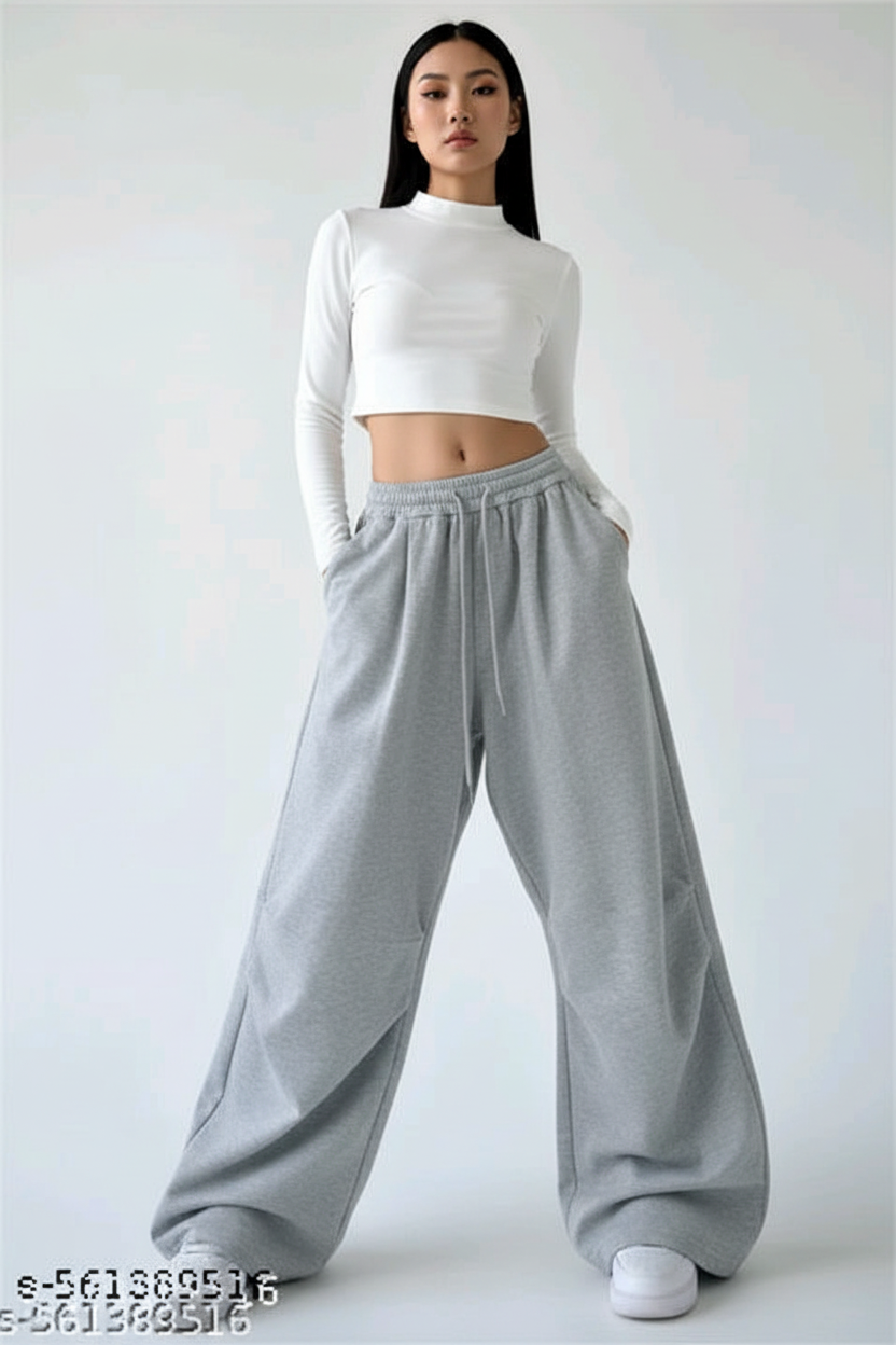 Ultra-Baggy Wide-Leg Heather Grey Jogger