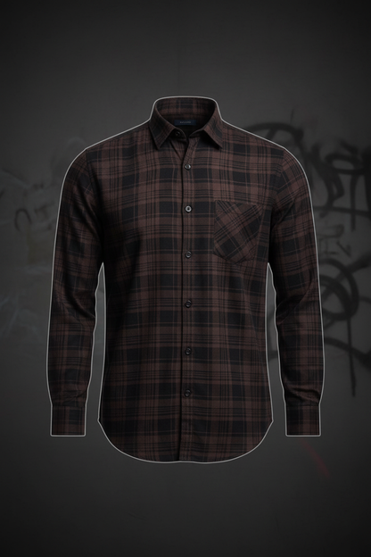 Dark Plaid Check Full Sleeve Shirt – Brown/Black