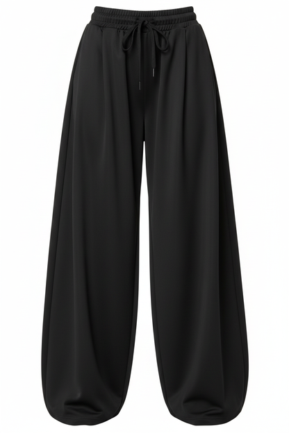 Zip Pocket Drawstring Ultra-Wide-Leg Satin Flow Jogger