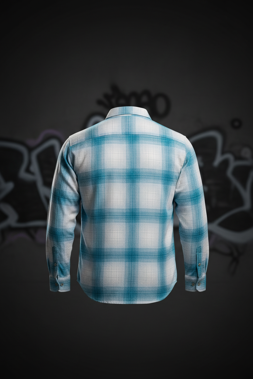 Teal Windowpane Check Full Sleeve Shirt – Teal/White