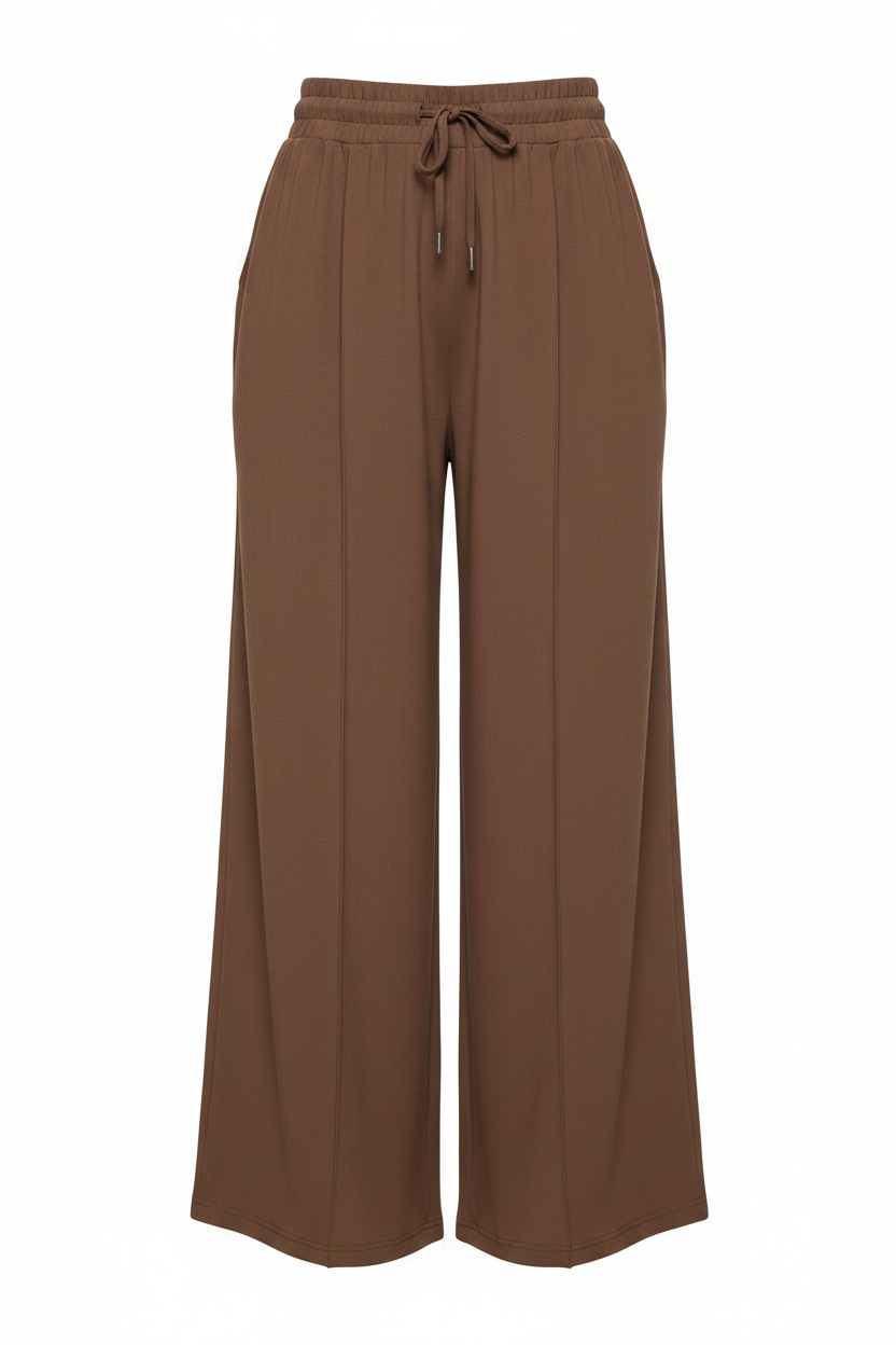High-Waist Wide-Leg Textured Joggers