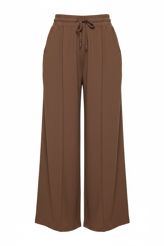 High-Waist Wide-Leg Textured Joggers