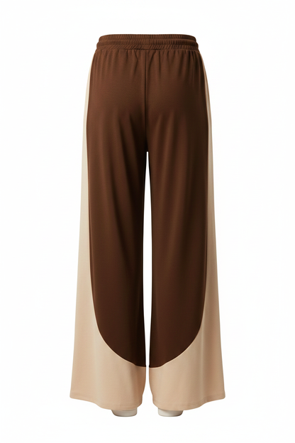 Chocolate & Cream Curved Colorblock Wide-Leg Jogger