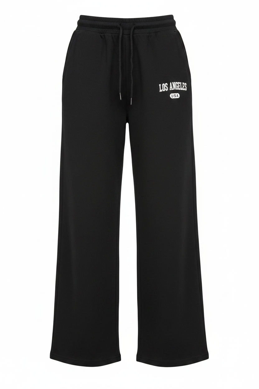 "Los Angeles USA" Print Oversized Wide-Leg Jogger