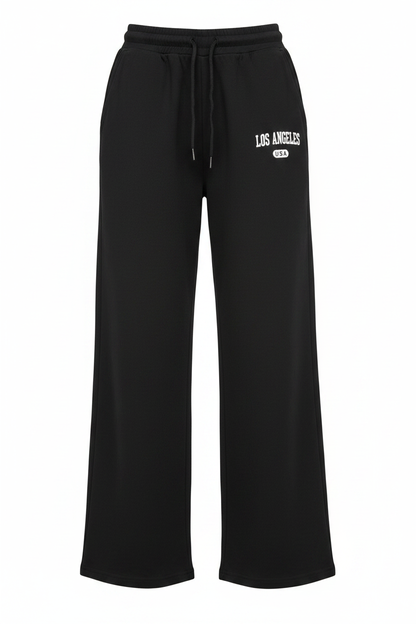 "Los Angeles USA" Print Oversized Wide-Leg Jogger
