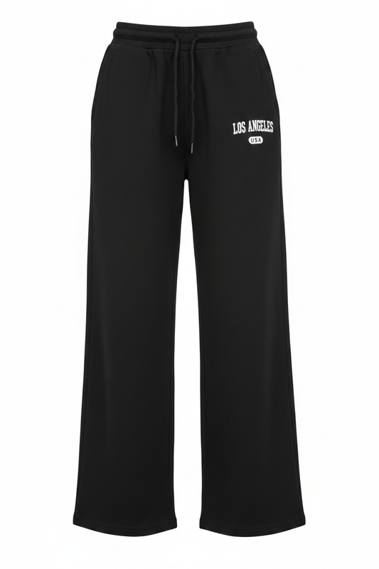 "Los Angeles USA" Print Oversized Wide-Leg Jogger
