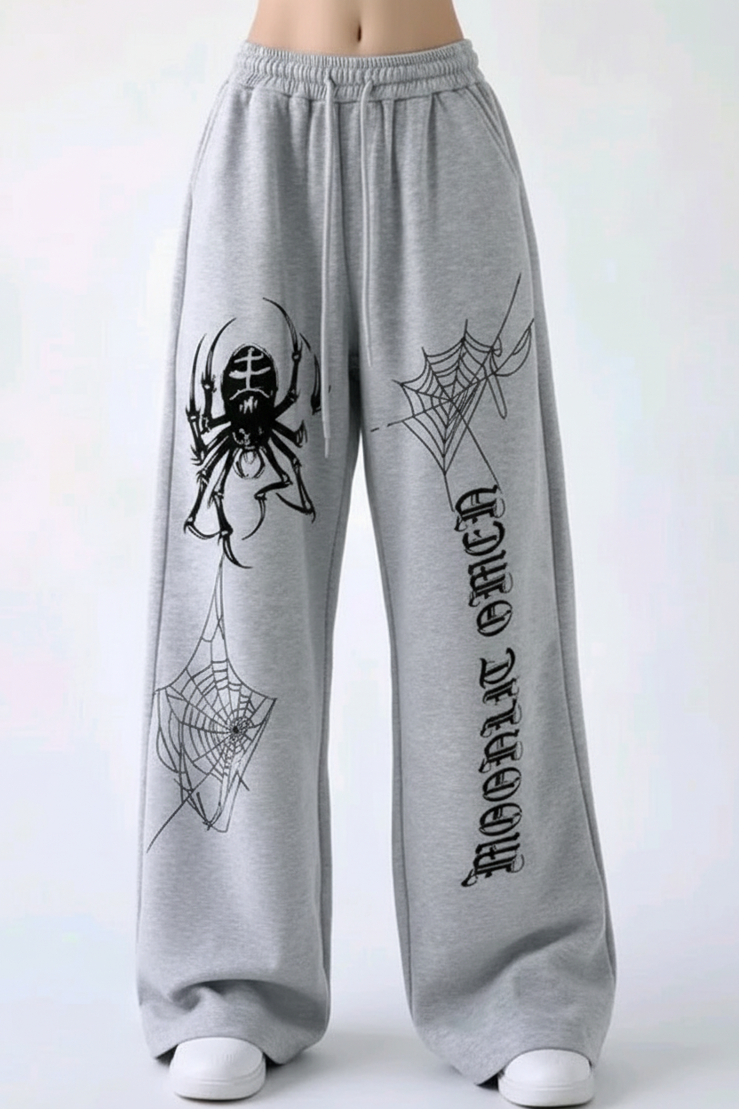 "Moonlit Order" Spider Web Gothic Oversized Baggy Jogger