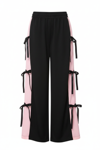 Pink Side Panel Multi-Bow Wide-Leg Jogger