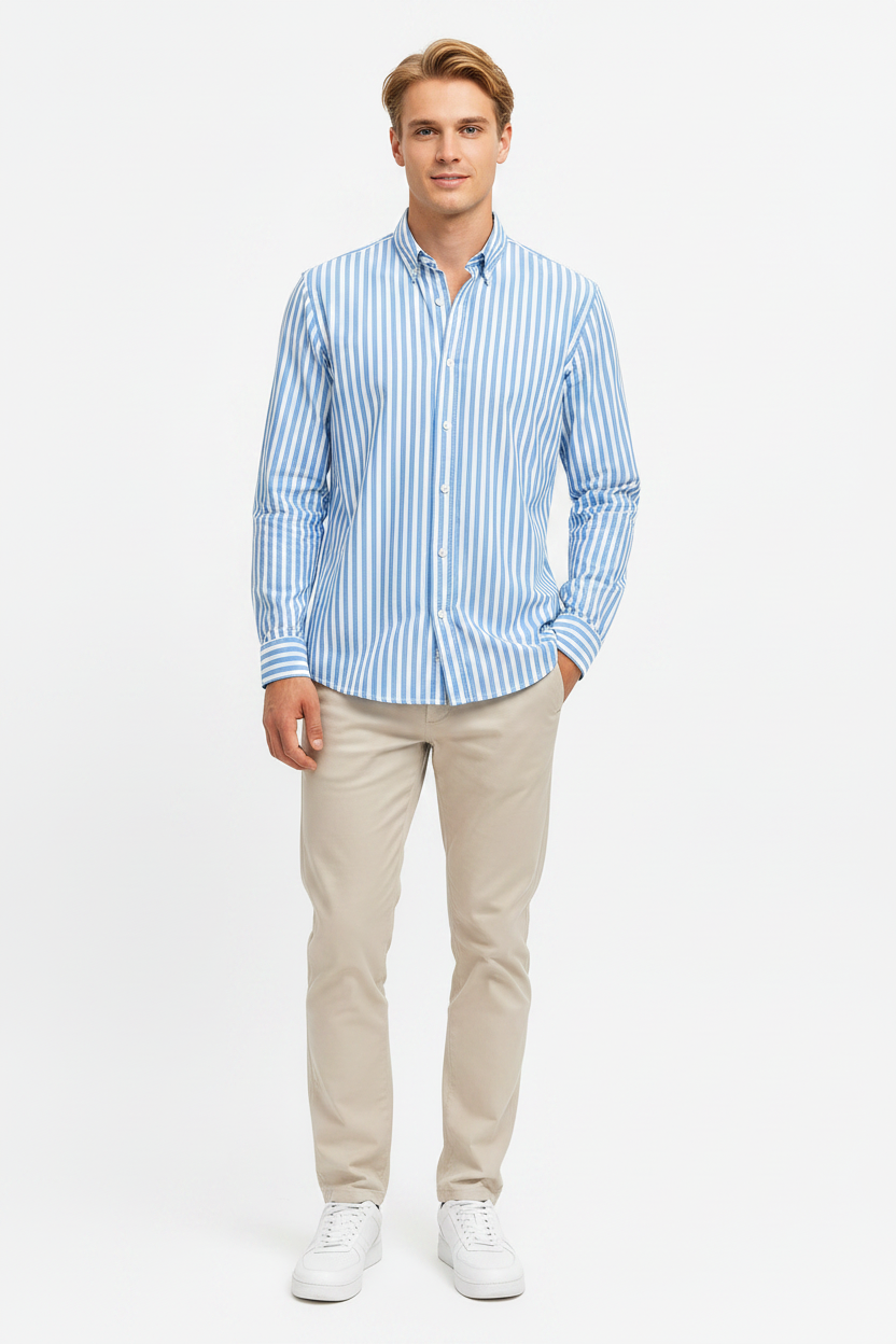 Blue Pinstripe Full Sleeve Shirt – Sky Blue/White