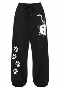 Peeking Kitty Paw Print Oversized Jogger