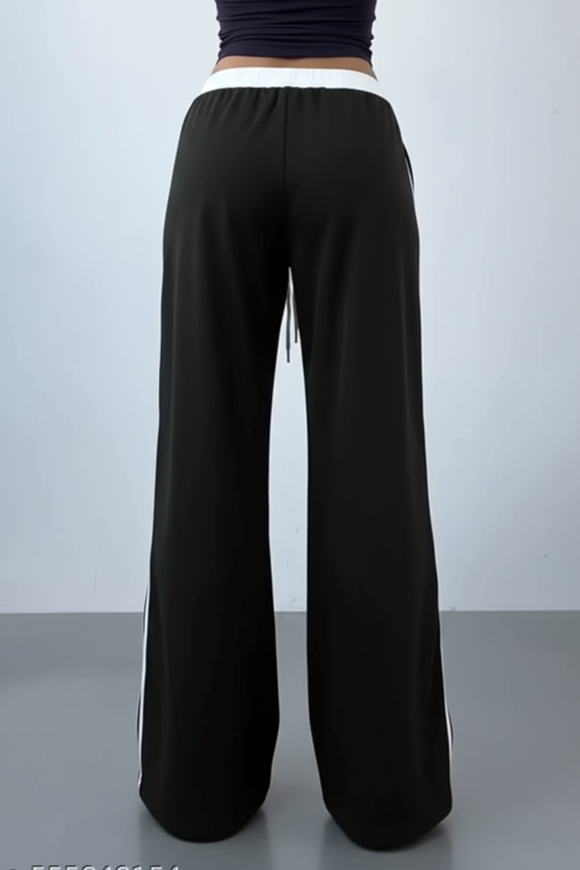 "89" Triple Stripe Contrast Waistband Wide-Leg Jogger