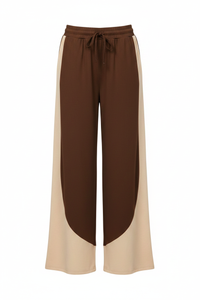 Chocolate & Cream Curved Colorblock Wide-Leg Jogger
