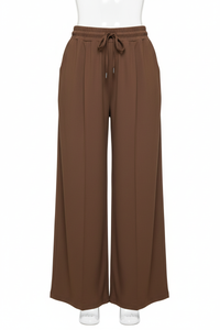 High-Waist Wide-Leg Textured Joggers