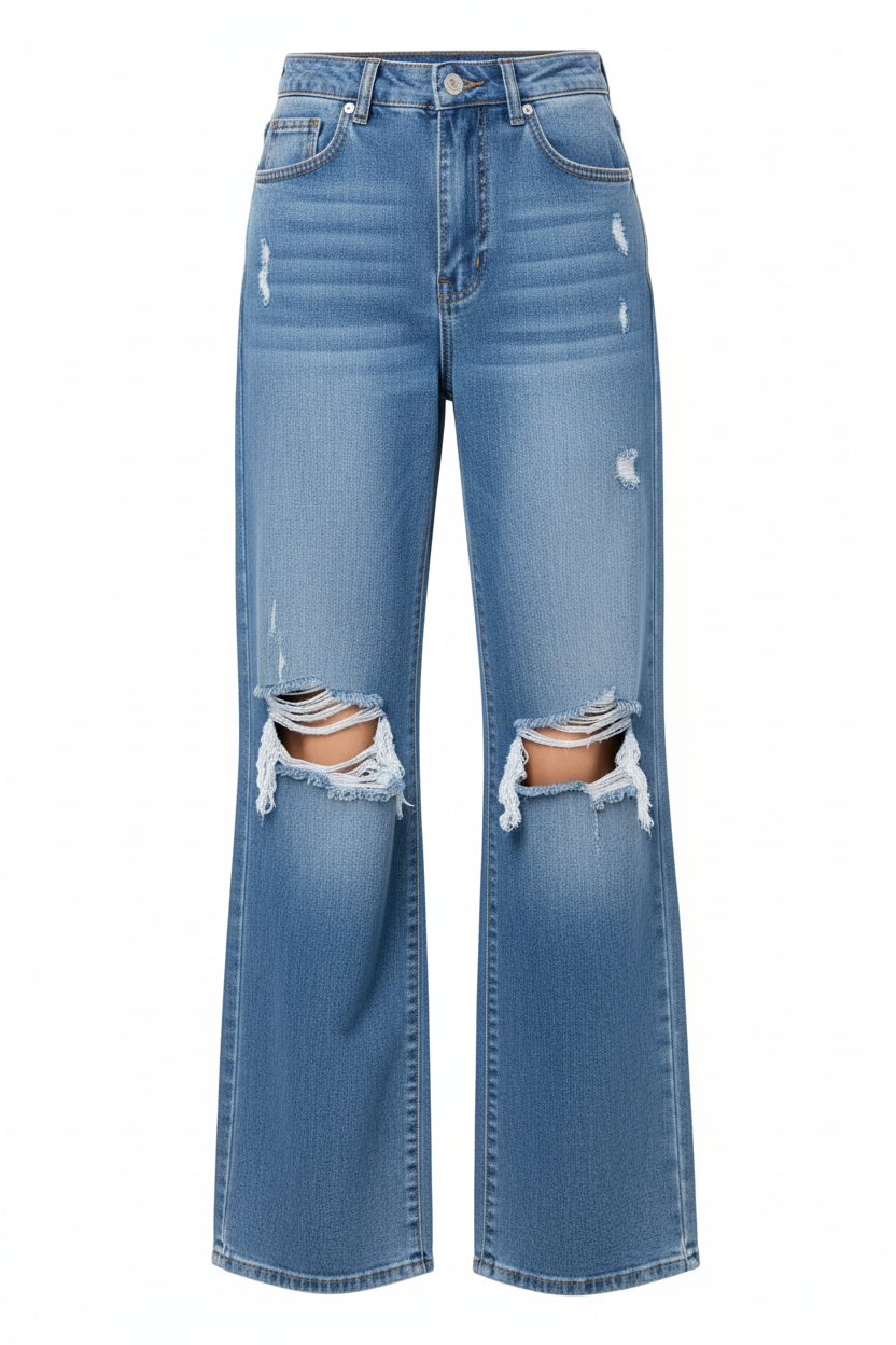 Ghost Mannequin – Ripped Wide-Leg Jeans