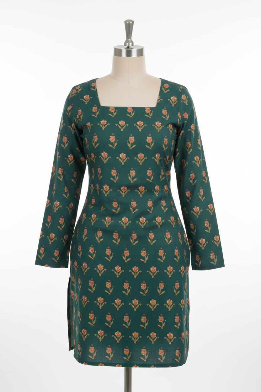 Ghost Mannequin - Teal Floral Kurti