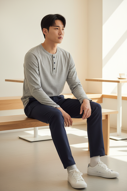 Grey Henley Lifestyle
