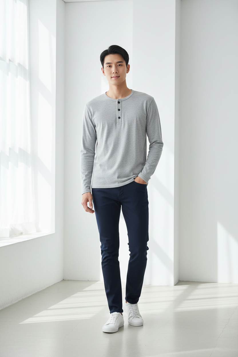 Grey Henley Model
