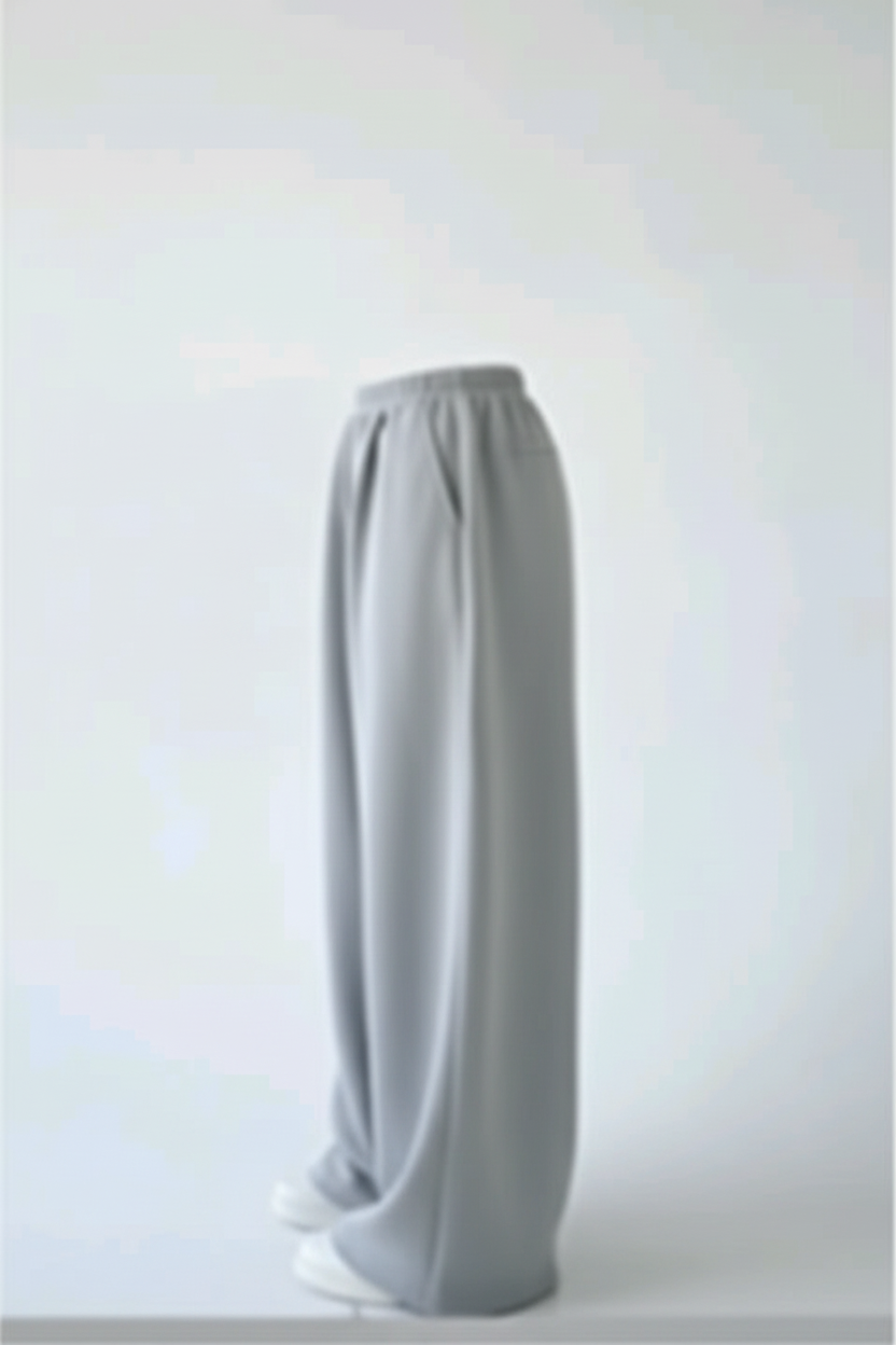 Grey Wide-Leg Trousers Side Angle
