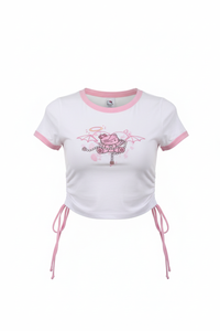 Angle Devil Kitty Crop Top (White/Pink)