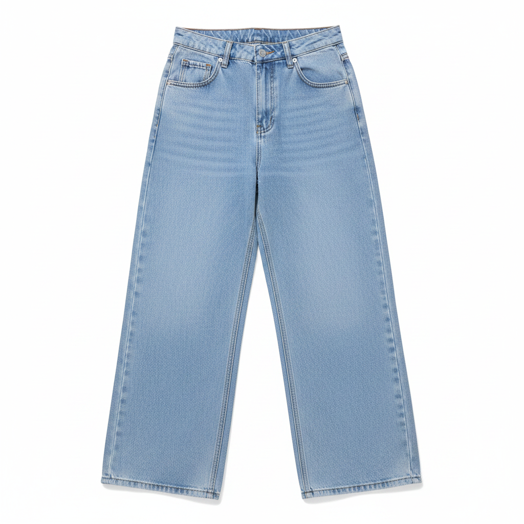 Ice Wash Jeans Flat Lay