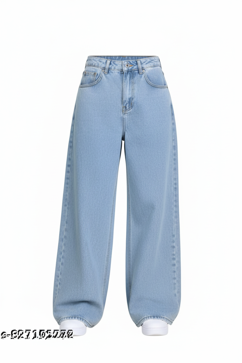 Ice Wash Jeans Ghost Mannequin Front