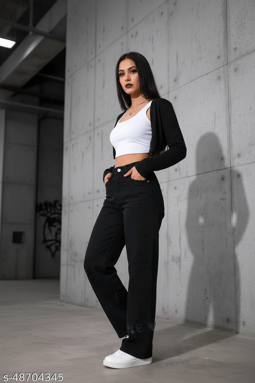 Lifestyle – Black Wide-Leg Jeans