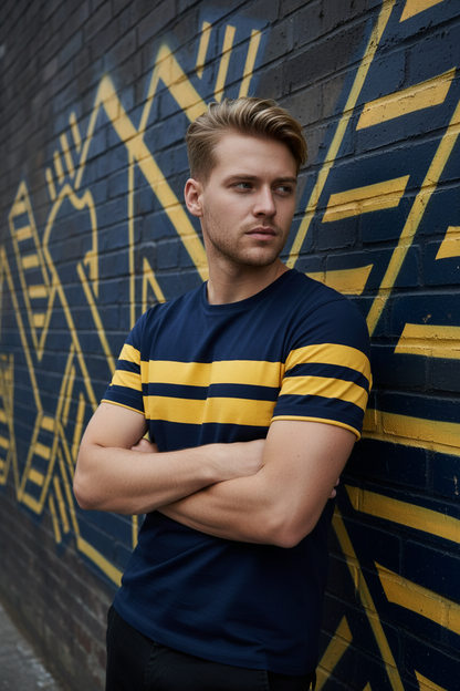 Navy Yellow Stripe Graffiti