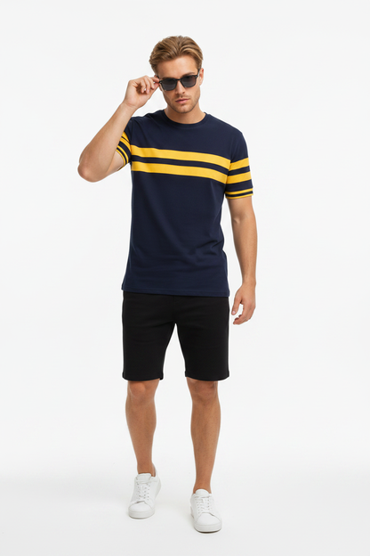 Navy Yellow Stripe Model