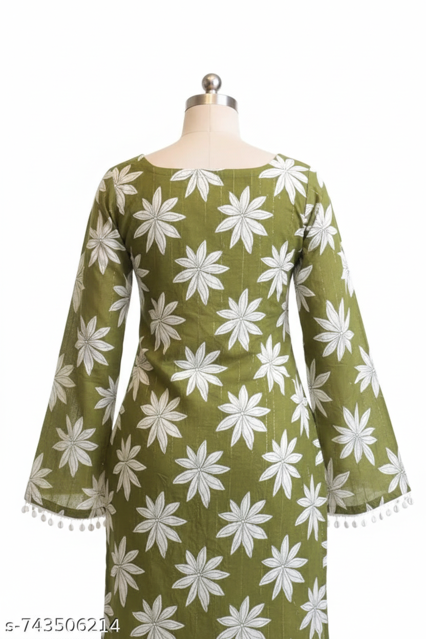 Olive Green Kurta Back Ghost Mannequin